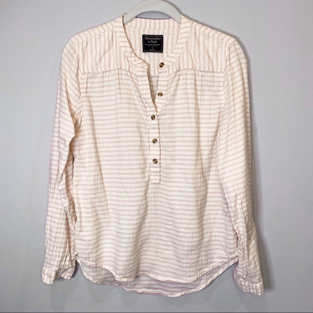 Abercrombie pink and white striped flannel